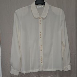 Chaus Ivory Long Sleeve Peter Pan Collar Vintage Blouse